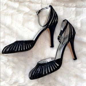 bebe Black and Silver Heels